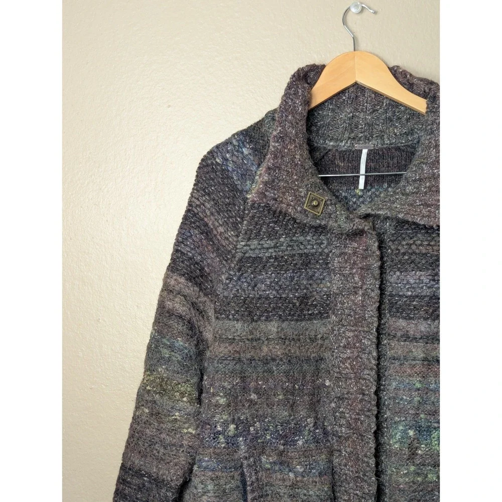Free People Cardigan Sweater Womens Medium Brown Boho Oversized Chunky Knit Cozy